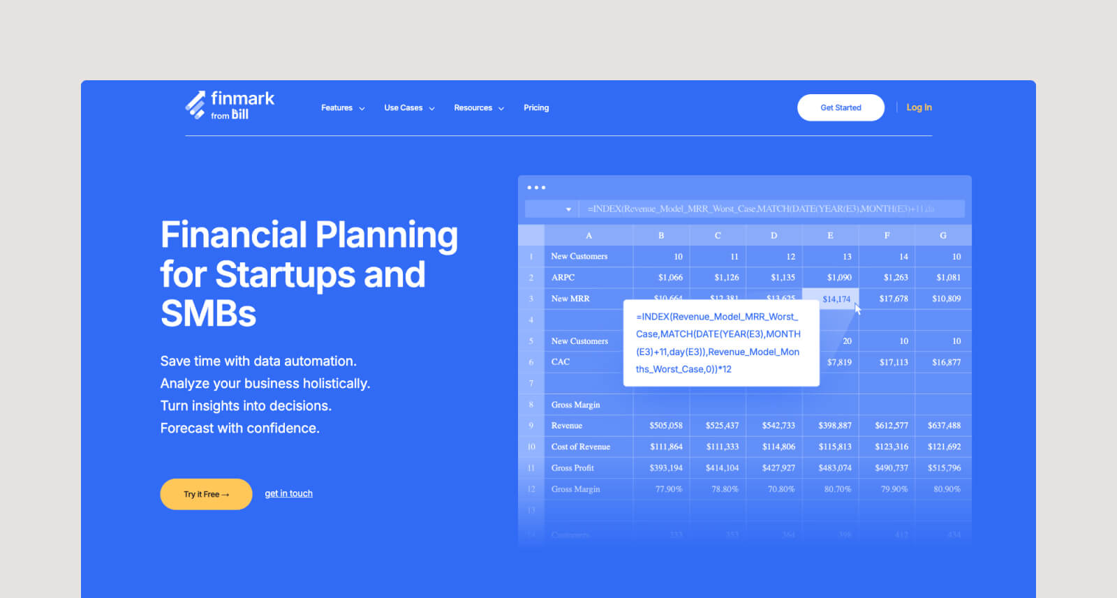 Screenshot of Finmark website homepage.