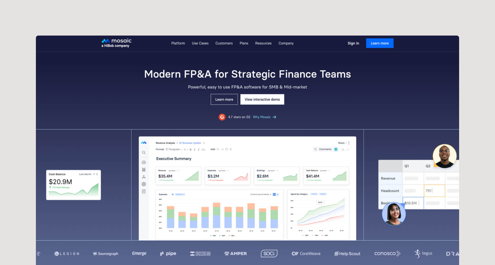 Screenshot of Mosaic website homepage.